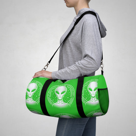 20iD Alien Duffel Bag, Custom Gym Gear, Extraterrestrial Design for Post Human Athletes, Assembled in the USA, Green